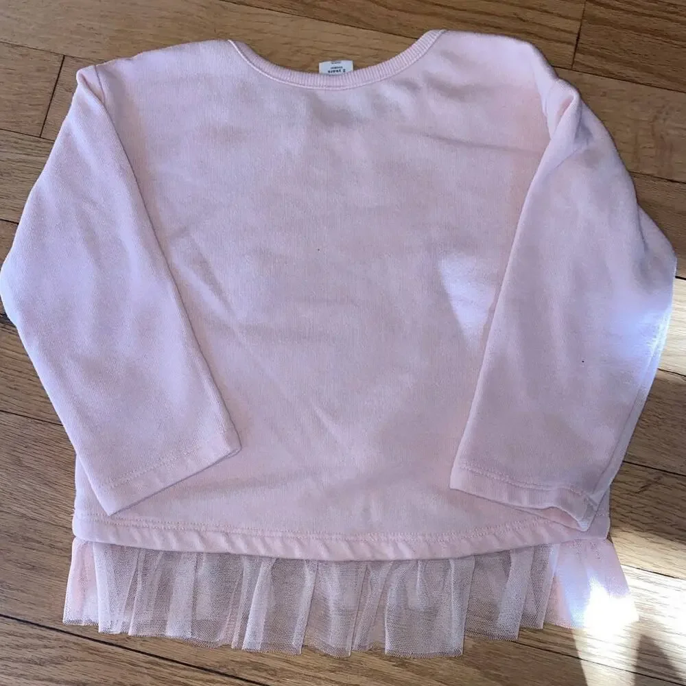 Gap Baby Girls Pink Winter Girl Graphic Tulle Hem Sweatshirt 12-18M